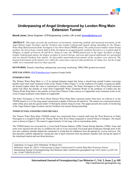 Underpassing of Angel Underground by London Ring Main Extension Tunnel