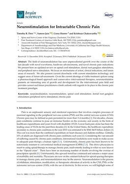 Neurostimulation for Intractable Chronic Pain