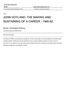 John Hoyland: the Making and Sustaining of a Career - 1960-82