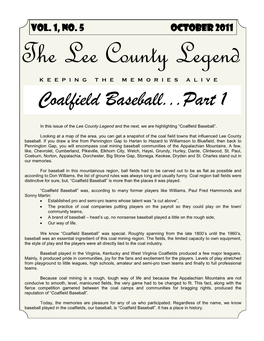 Coalfield Baseball...Part 1