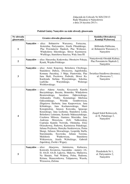 Załącznik Do Uchwały Nr XIX/230/13 Rady Miejskiej W Namysłowie Z Dnia 24 Stycznia 2013 R