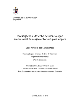 Investigação E Desenho De Uma Solução Empresarial De Alojamento Web Para Angola