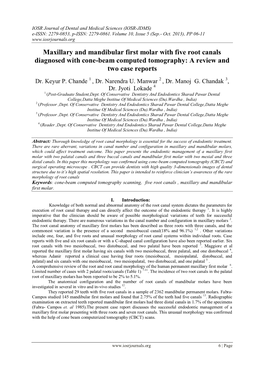 Maxillary and Mandibular First Molar with Five Root Canals Diagnosed with Cone-Beam Computed Tomography: a Review and Two Case Reports