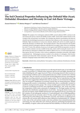 The Soil Chemical Properties Influencing the Oribatid Mite (Acari; Oribatida) Abundance and Diversity in Coal Ash Basin Vicinage