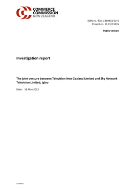 Investigation Report – TVNZ And