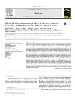 Role of the Inflammatory Response in the Hemorrhagic Syndrome Induced