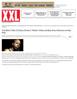 Too $Hort Talks 2 Chainz, Drake's “Motto” Video and Bay Area