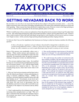 Getting Nevadans Back to Work