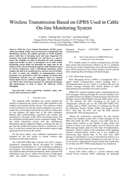 Wireless Transmission Based on GPRS Used in Cable On-Line Monitoring System