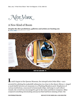 Saltz, Jerry. "A New Kind of Boom." New York Magazine. 12 Oct