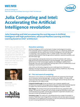 Julia Computing and Intel: Accelerating the Artificial Intelligence Revolution