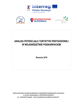 Analiza Potencjału Turystyki Przygodowej W Województwie Podkarpackim