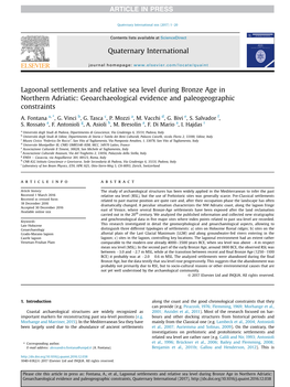 Lagoonal Settlements and Relative Sea Level During Bronze Age in Northern Adriatic: Geoarchaeological Evidence and Paleogeographic Constraints