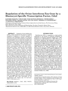 Regulation of the Ovine Interferon-Tau Gene by a Blastocyst-Specific Transcription Factor, Cdx2