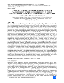 Lithostratigraphy, Microbiostratigraphy and Paleoecology of The