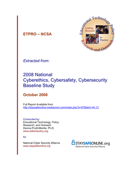 2008 National Cyberethics, Cybersafety, Cybersecurity Baseline Study