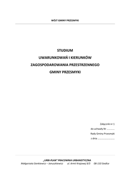 Studium Uwarunkowań I Kierunków Zagospodarowania Przestrzennego Gminy Przesmyki