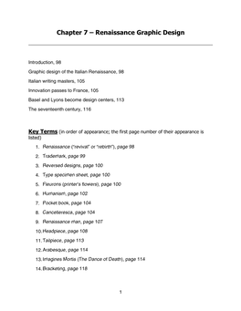 Chapter 7 – Renaissance Graphic Design