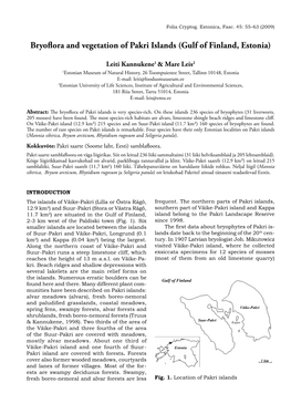 Bryoflora and Vegetation of Pakri Islands (Gulf of Finland, Estonia)