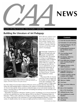 CAA News, Dedi- of Teaching Art Cated to Art Pedagogy