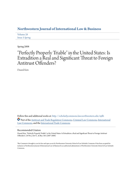 Is Extradition a Real and Significant Threat to Foreign Antitrust Offenders? Daseul Kim