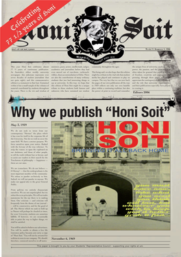 Why We Publish “Honi Soit”