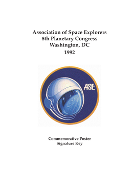 Association of Space Explorers 8Th Planetary Congress Washington, DC 1992