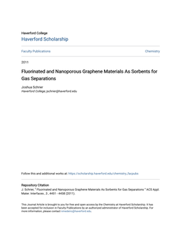 Fluorinated and Nanoporous Graphene Materials As Sorbents for Gas Separations