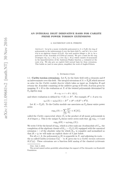 An Integral Digit Derivative Basis for Carlitz Prime Power Torsion