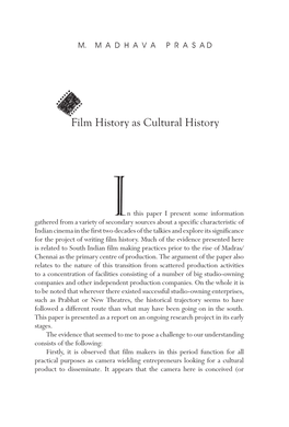 Film History As Cultural History