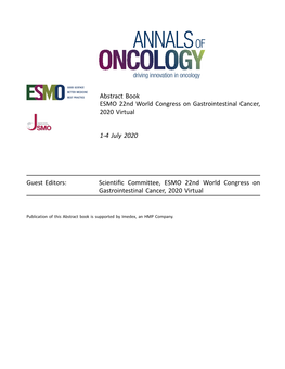 Abstract Book ESMO 22Nd World Congress on Gastrointestinal Cancer, 2020 Virtual