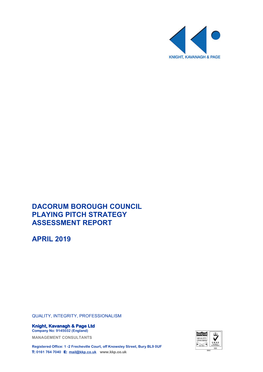 Playing Pitch Strategy Assessment Report April 2019