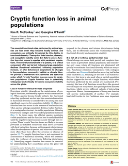 Cryptic Function Loss in Animal Populations