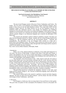 The Lexicon of Priangan Batik As an Effort of the Sundanese Language Maintenance