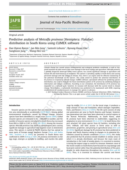 Predictive Analysis of Metcalfa Pruinosa