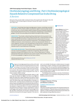 Otorhinolaryngology and Diving—Part 1: Otorhinolaryngological Hazards Related to Compressed Gas Scuba Diving a Review