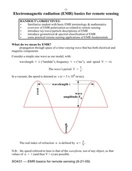 Electromagnetic Radiation (EMR) Basics for Remote Sensing