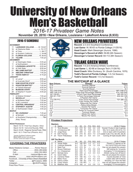 University of New Orleans Men's Basketball