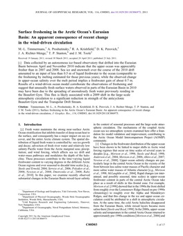 Surface Freshening in the Arctic Ocean's Eurasian Basin: An