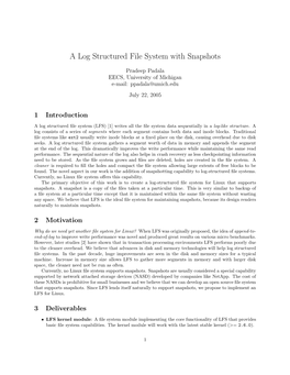 A Log Structured File System with Snapshots