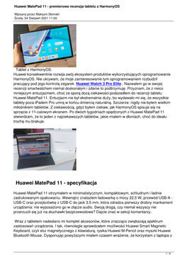 Huawei Matepad 11 - Premierowa Recenzja Tabletu Z Harmonyos