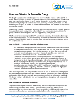 Economic Stimulus for Renewable Energy