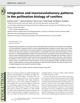 Integration and Macroevolutionary Patterns in the Pollination Biology of Conifers