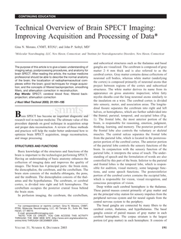 Technical Overview of Brain SPECT Imaging: Improving Acquisition and Processing of Data*