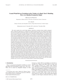 Coastal Wind-Driven Circulation in the Vicinity of a Bank