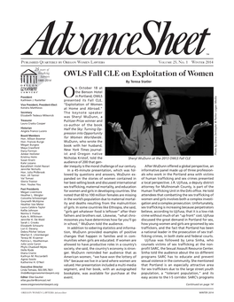 OWLS Fall CLE on Exploitation of Women 1989 -2014 by Teresa Statler N October 18 at the Benson Hotel President Oin Portland, OWLS Kathleen J