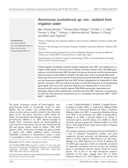 Aeromonas Australiensis Sp. Nov., Isolated from Irrigation Water
