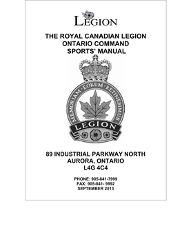 The Royal Canadian Legion Ontario Command Sports' Manual