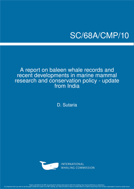 SC 68A CMP 10 Baleen Whale Records from India