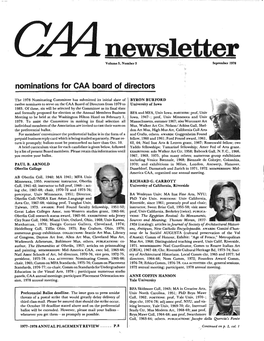 September 1978 CAA Newsletter